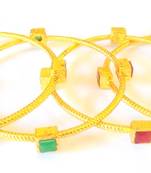 CZ COLORED STONE GOLDEN BANGLES