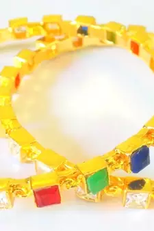 CZ COLORED STONE GOLDEN BANGLES