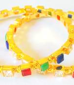 CZ COLORED STONE GOLDEN BANGLES