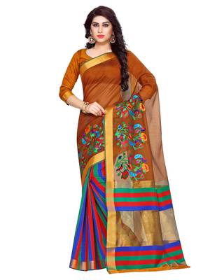 Mimosa Gold Embroidered Art Silk Saree With Blouse 1