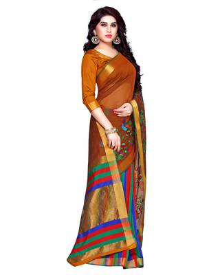 Mimosa Gold Embroidered Art Silk Saree With Blouse 3
