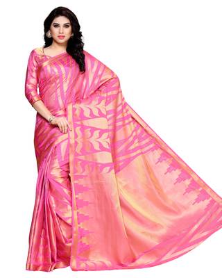 Mimosa pink woven art silk saree with blouse 2