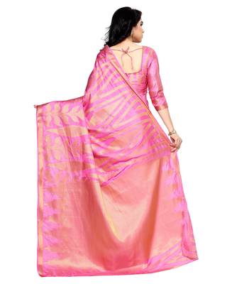 Mimosa pink woven art silk saree with blouse 4