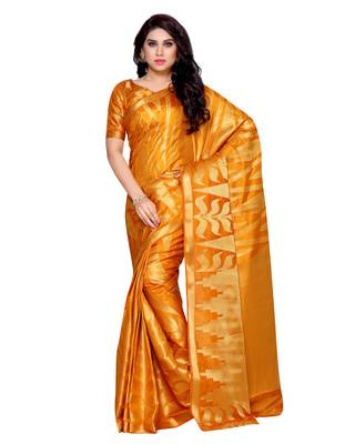 Mimosa Orange Woven Art Silk Saree With Blouse 1