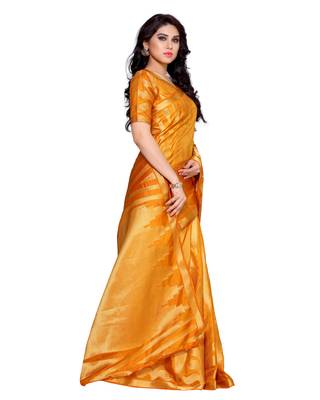 Mimosa Orange Woven Art Silk Saree With Blouse 3