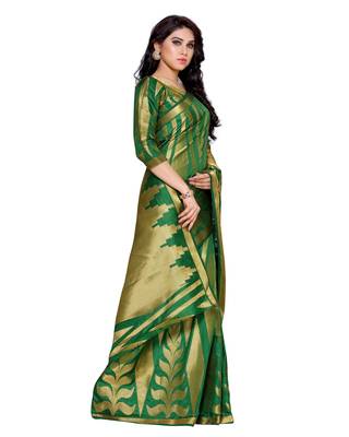 Mimosa Green Woven Art Silk Saree With Blouse 3