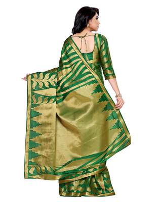 Mimosa Green Woven Art Silk Saree With Blouse 4