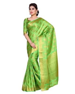 Mimosa Green Woven Art Silk Saree With Blouse 1