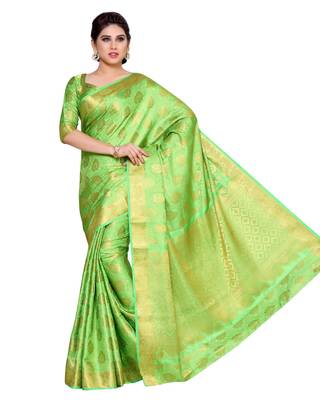 Mimosa Green Woven Art Silk Saree With Blouse 2