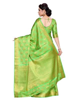 Mimosa Green Woven Art Silk Saree With Blouse 4