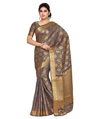 Mimosa Grey Woven Art Silk Saree With Blouse 1