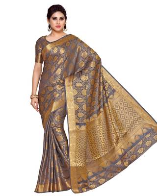 Mimosa Grey Woven Art Silk Saree With Blouse 2