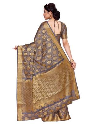 Mimosa Grey Woven Art Silk Saree With Blouse 4