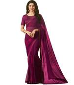 Purple printed georgette saree with blouse