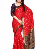 Mimosa Red Woven Saree With Blouse