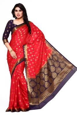 Mimosa Red Woven Saree With Blouse 2