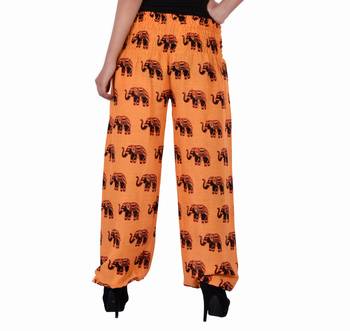 Orange Jaipuri Printed Cotton Free Size Pyjama 2
