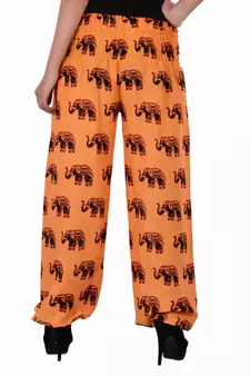 Orange Jaipuri Printed Cotton Free Size Pyjama