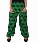 Green Jaipuri Printed Cotton Free Size Pyjama