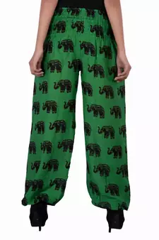 Green Jaipuri Printed Cotton Free Size Pyjama