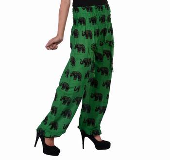 Green Jaipuri Printed Cotton Free Size Pyjama 3