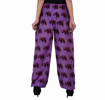 Purple Jaipuri Printed Cotton Free Size Pyjama 2