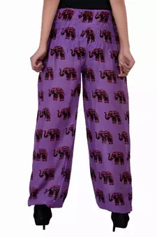 Purple Jaipuri Printed Cotton Free Size Pyjama