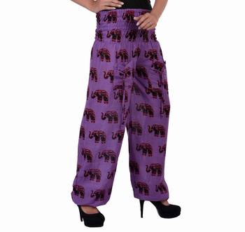 Purple Jaipuri Printed Cotton Free Size Pyjama 3