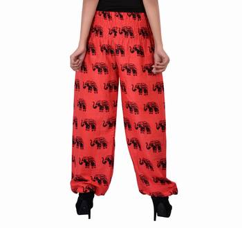 Red Jaipuri Printed Cotton Free Size Pyjama 2