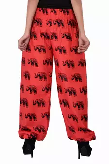 Red Jaipuri Printed Cotton Free Size Pyjama