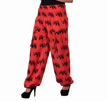 Red Jaipuri Printed Cotton Free Size Pyjama 3