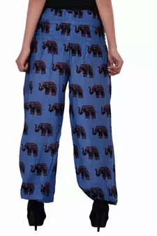 Blue Jaipuri Printed Cotton Free Size Pyjama