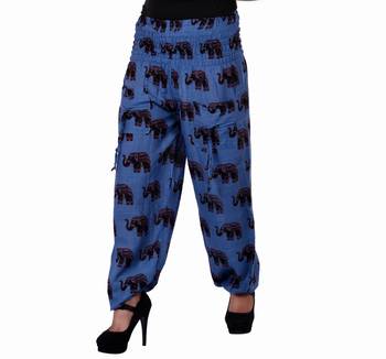 Blue Jaipuri Printed Cotton Free Size Pyjama 3