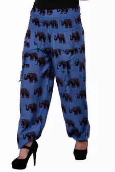 Blue Jaipuri Printed Cotton Free Size Pyjama