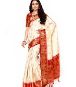 Mimosa Beige Woven Art Silk Saree With Blouse