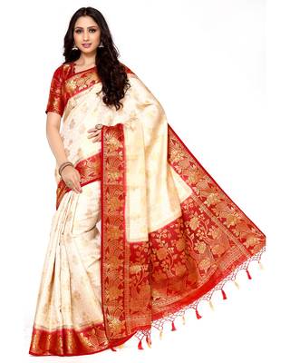 Mimosa Beige Woven Art Silk Saree With Blouse 2