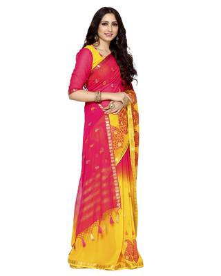 Mimosa Multicolor Embroidered Crepe Saree With Blouse 3