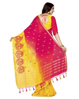 Mimosa Multicolor Embroidered Crepe Saree With Blouse 4