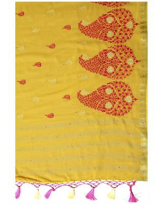Mimosa Multicolor Embroidered Crepe Saree With Blouse 6