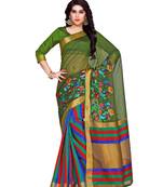 Mimosa Green Embroidered Art Silk Saree With Blouse