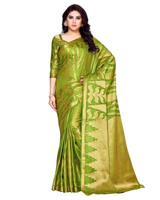 Mimosa Green Woven Art Silk Saree With Blouse 1