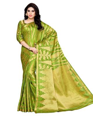 Mimosa Green Woven Art Silk Saree With Blouse 2