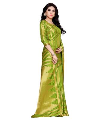 Mimosa Green Woven Art Silk Saree With Blouse 3