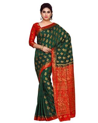Mimosa Green Woven Art Silk Saree With Blouse 1