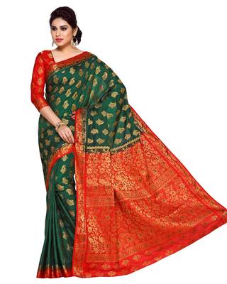 Mimosa Green Woven Art Silk Saree With Blouse 2