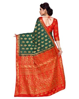 Mimosa Green Woven Art Silk Saree With Blouse 4