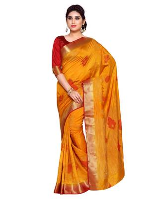Mimosa Orange Woven Art Silk Saree With Blouse 1