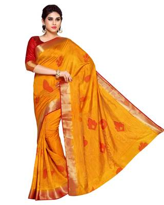 Mimosa Orange Woven Art Silk Saree With Blouse 2