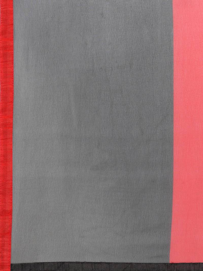 red printed georgette saree with blouse