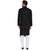 Dapper Overlap Sherwani Style Black Kurta With White Pyjamas